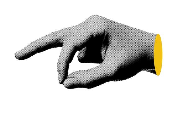 Geste de main à la mode découpage abstrait élément de collage à demi-ton de main pour le montage de conception