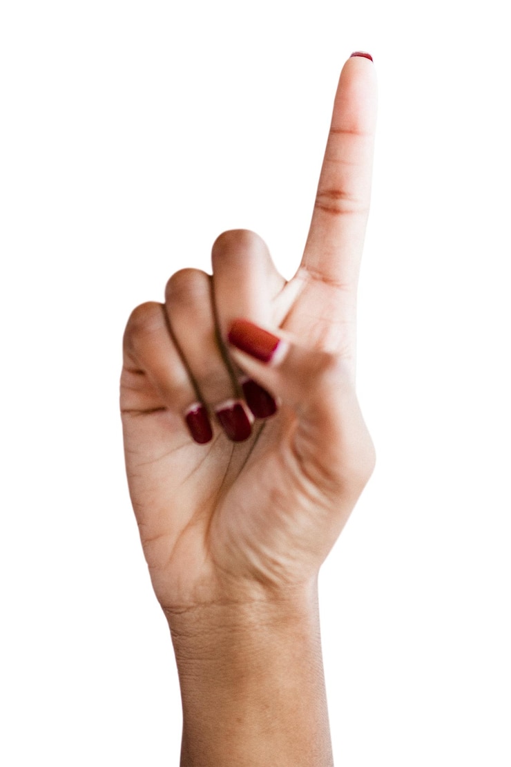 Photo geste de la main pour la question ou le numéro 1 png transparent