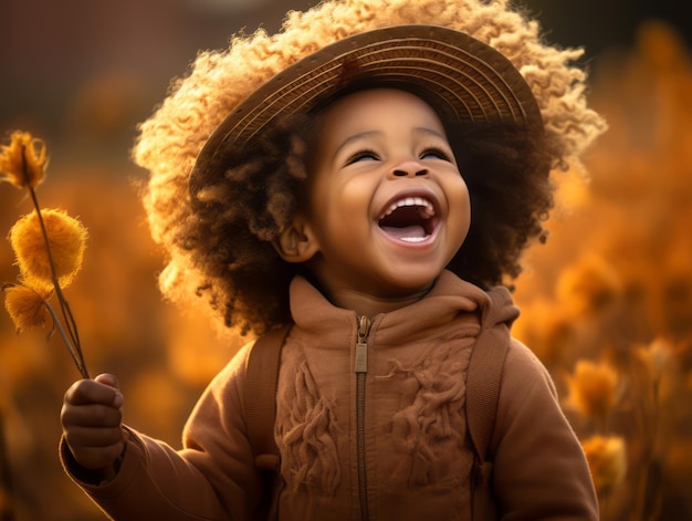 gestes dynamiques émotionnels enfant africain en automne