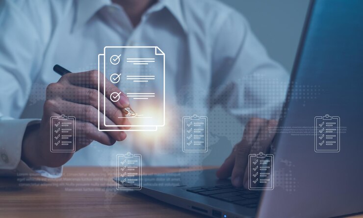 Photo gestion de documentshomme d'affaires signant un document sur la gestion de documents de tablette numériquesignature de contrat en ligne avec applicationsignature électronique de signature