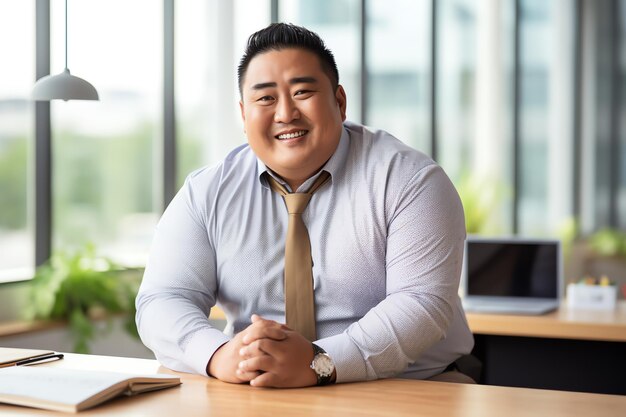 Gestionnaire de taille plus, homme d'affaires asiatique, PDG travaillant dans un bureau moderne