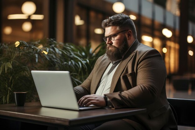 gestionnaire de taille plus utilisant un ordinateur portable en déplacement