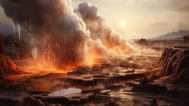 Photo geysers volcaniques géothermiques en éruption illustration éruption paysage du ciel bleu tourisme vapeur geysers vulcains géothermiques en éruption 54