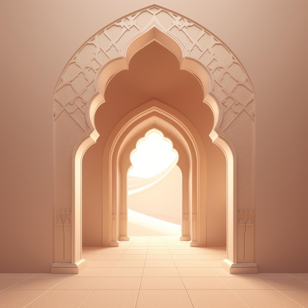 Gif animé de style 3D de l'Arche de la porte islamique