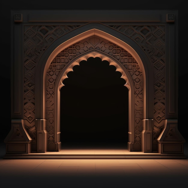 Gif animé de style 3D de l'Arche de la porte islamique
