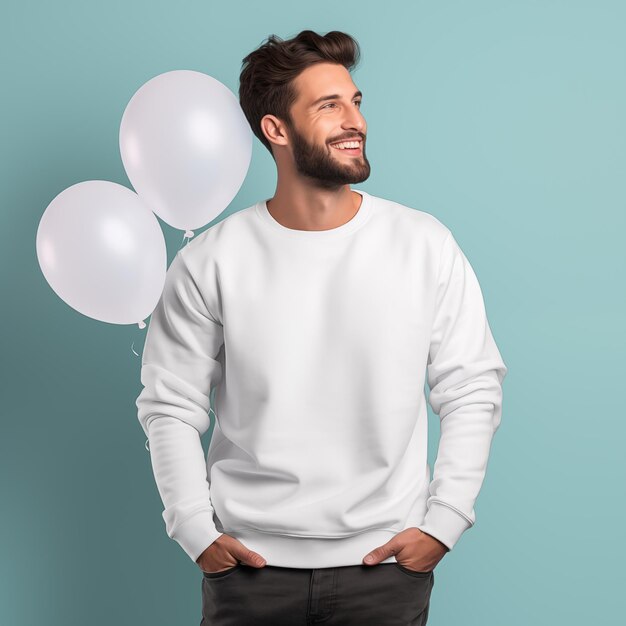 Gildan 18000 Sweatshirt Mockup de la veille du Nouvel An Sweatshirt Crewneck Mockup du modèle masculin en gros plan