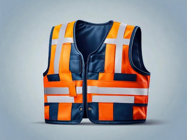 un gilet orange et bleu avec des rayures orange et un gilet bleu et orange