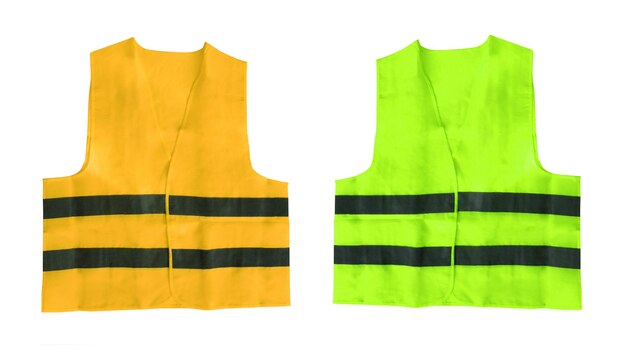 Photo gilet de sécurité jaune et vert isolé