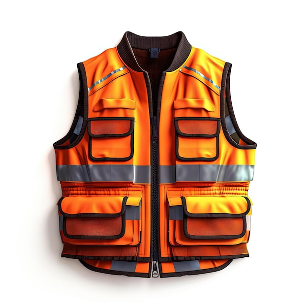 un gilet de sécurité orange sur fond blanc