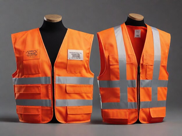 des gilets orange avec une étiquette qui dit non