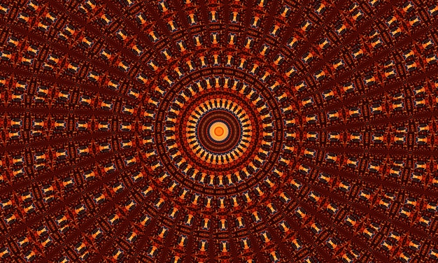 Gingembre groovy kaléidoscope motif abstrait sans couture avec des éléments lumineux kaléidoscopiques ronds.