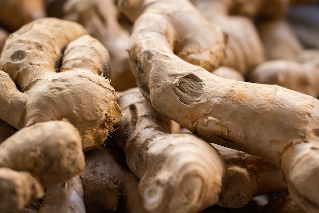 Gingembres frais au marché