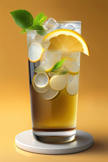 Ginger Ale avec de la glace et du citron