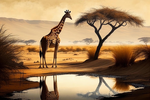 Girafe en Afrique générée par l'IA