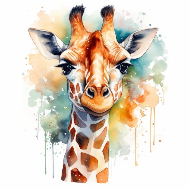 Girafe aquarelle colorée Sticker