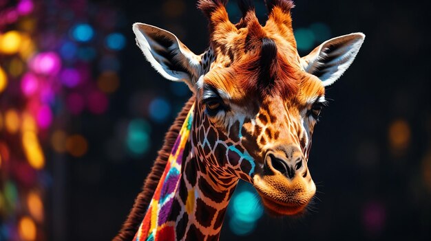 Une girafe aux couleurs vives