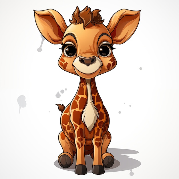 Une girafe bébé de dessin animé isolée sur un fond blanc