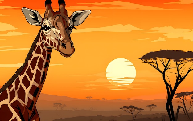 La girafe et le contexte de la savane africaine