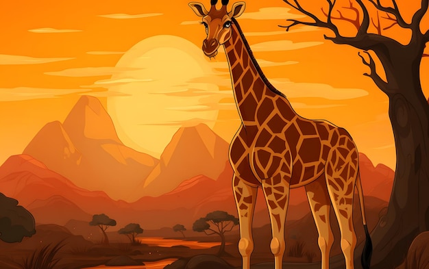 La girafe et le contexte de la savane africaine