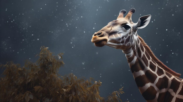 Girafe dans la forêt la nuit illustration