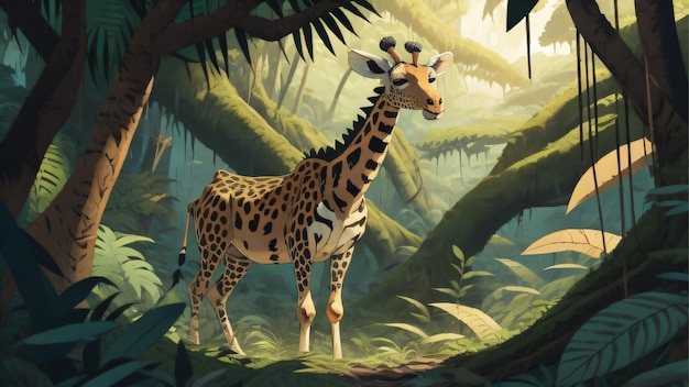 La girafe dans la jungle illustration d'une IA générative