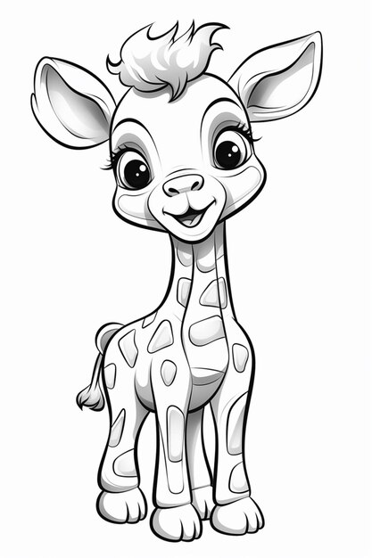 une girafe de dessin animé avec un grand sourire sur son visage