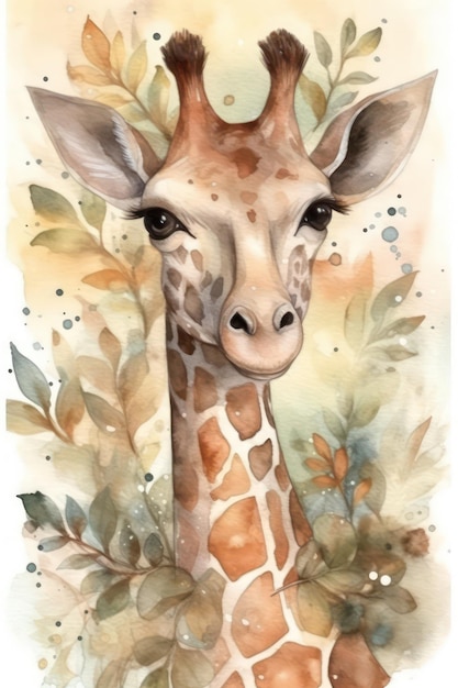 Photo girafe dessinant des couleurs vives