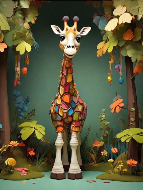 une girafe de détail illustrée en 3D