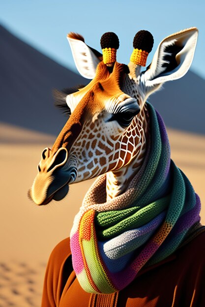 Girafe avec écharpe tricotée