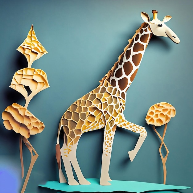 Une girafe faite par des girafes est sur une étagère.