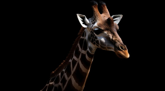 Girafe sur fond noir créée avec la technologie Generative AI