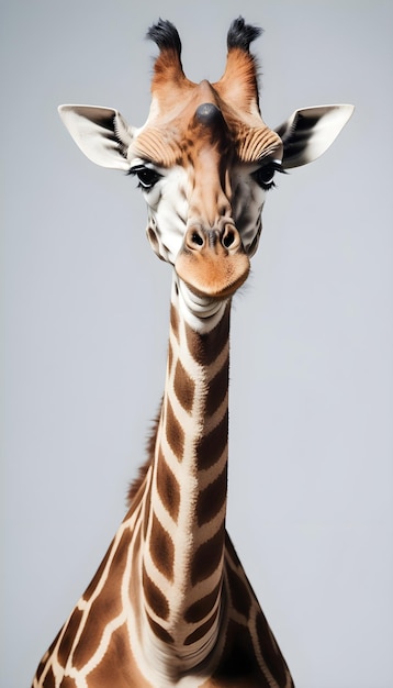 une girafe avec un long cou et un nez pointu