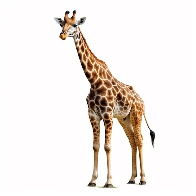 Une girafe avec un long cou et une queue noire