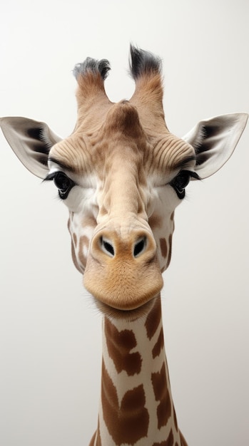 Girafe à longue tête sur fond blanc