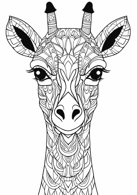 Photo une girafe avec un motif à motifs sur son visage ai générative