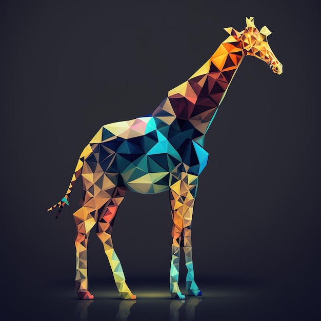 Une girafe avec un motif triangulaire sur la tête