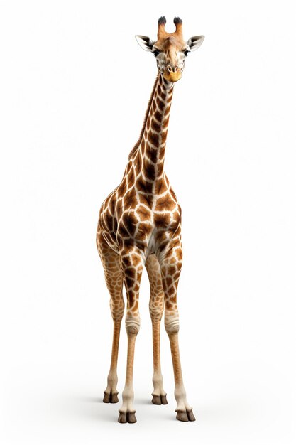 Photo une girafe avec un nez brun et un fond blanc