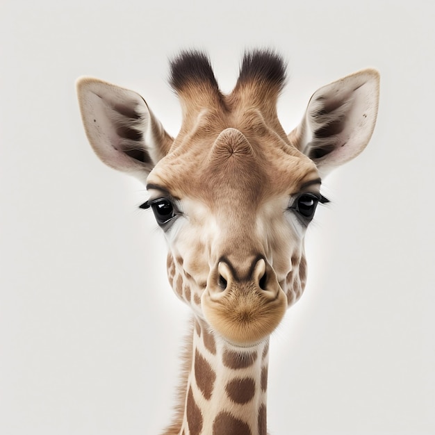 Une girafe avec un nez noir et un nez noir.