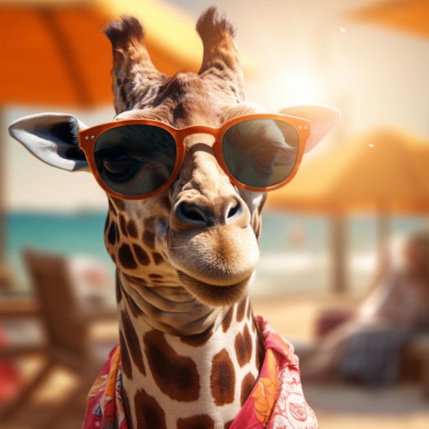 girafe sur la plage