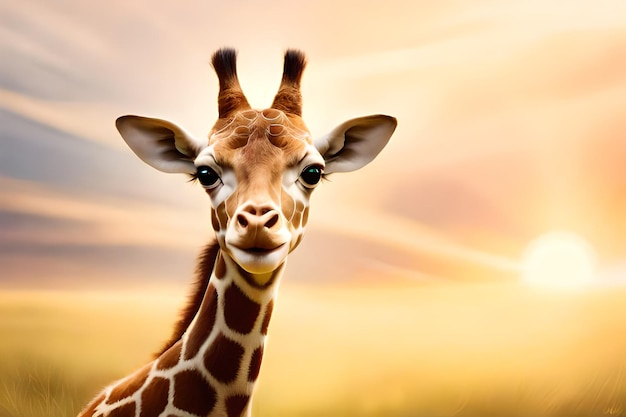 Une girafe avec le soleil qui brille dessus