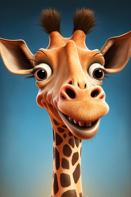 Une girafe avec un sourire sur son visage