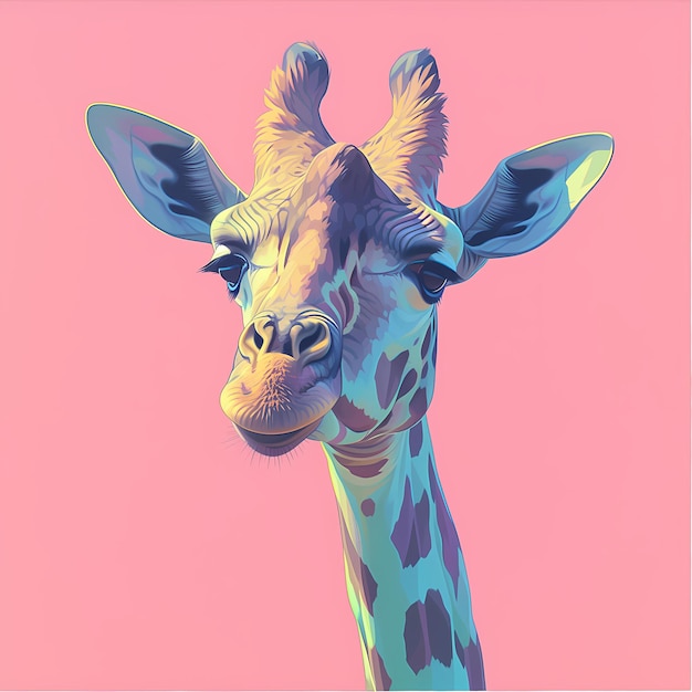 Une girafe vibrante en rose