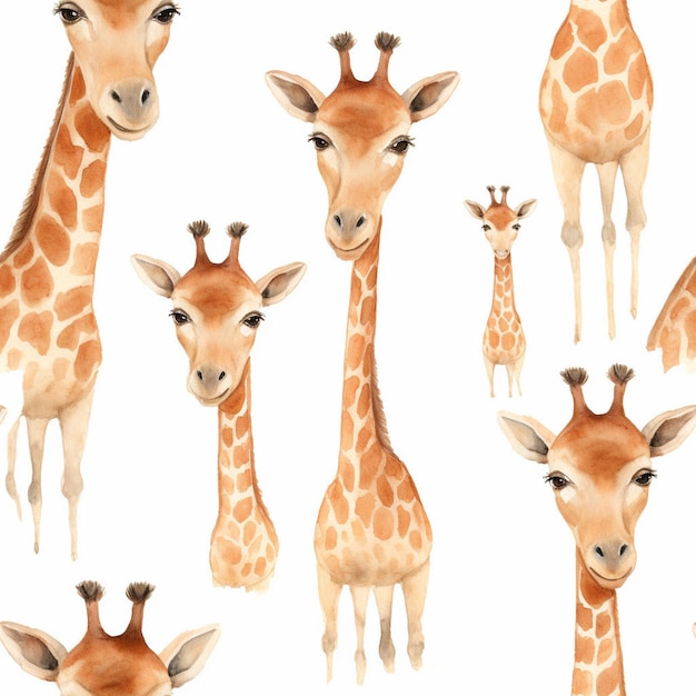 Photo les girafes à l'aquarelle