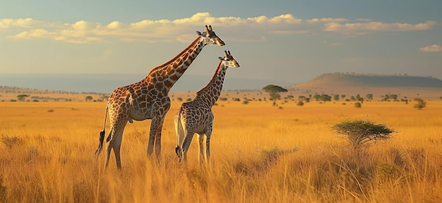 les girafes dans la savane africaine