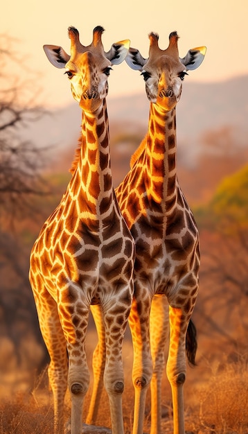 Les girafes gracieuses dans la savane époustouflante Titre des girafes graceuses dans la savanne époustoffante
