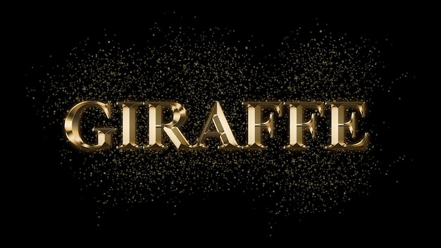 GIRAFFE Effet de texte en or Texte en or avec des étincelles Texte plaqué or Effet nom de l'animal