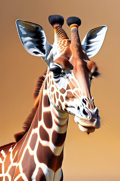 Giraffe isolée sur fond blanc Portrait de girafe en gros plan