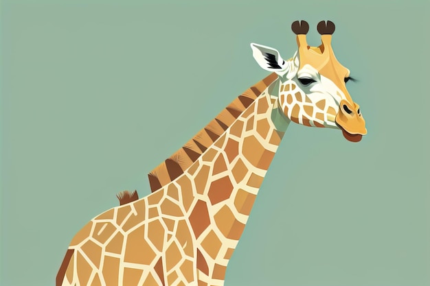 Giraffe isolée sur fond vert Illustration vectorielle de style dessin animé