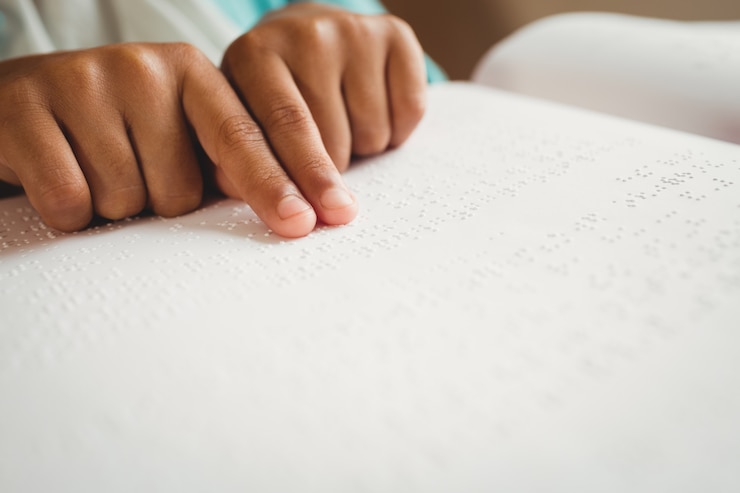 Photo girl, utilisation, braille, lire