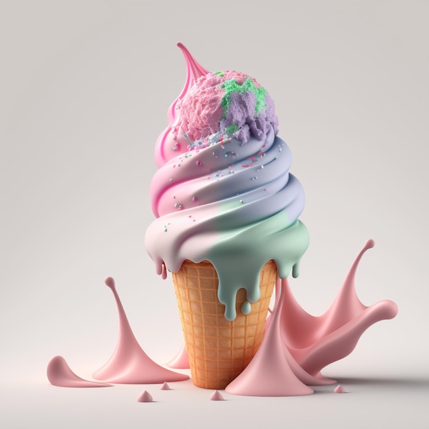 Glace 3d ultra réaliste avec sirop coloré